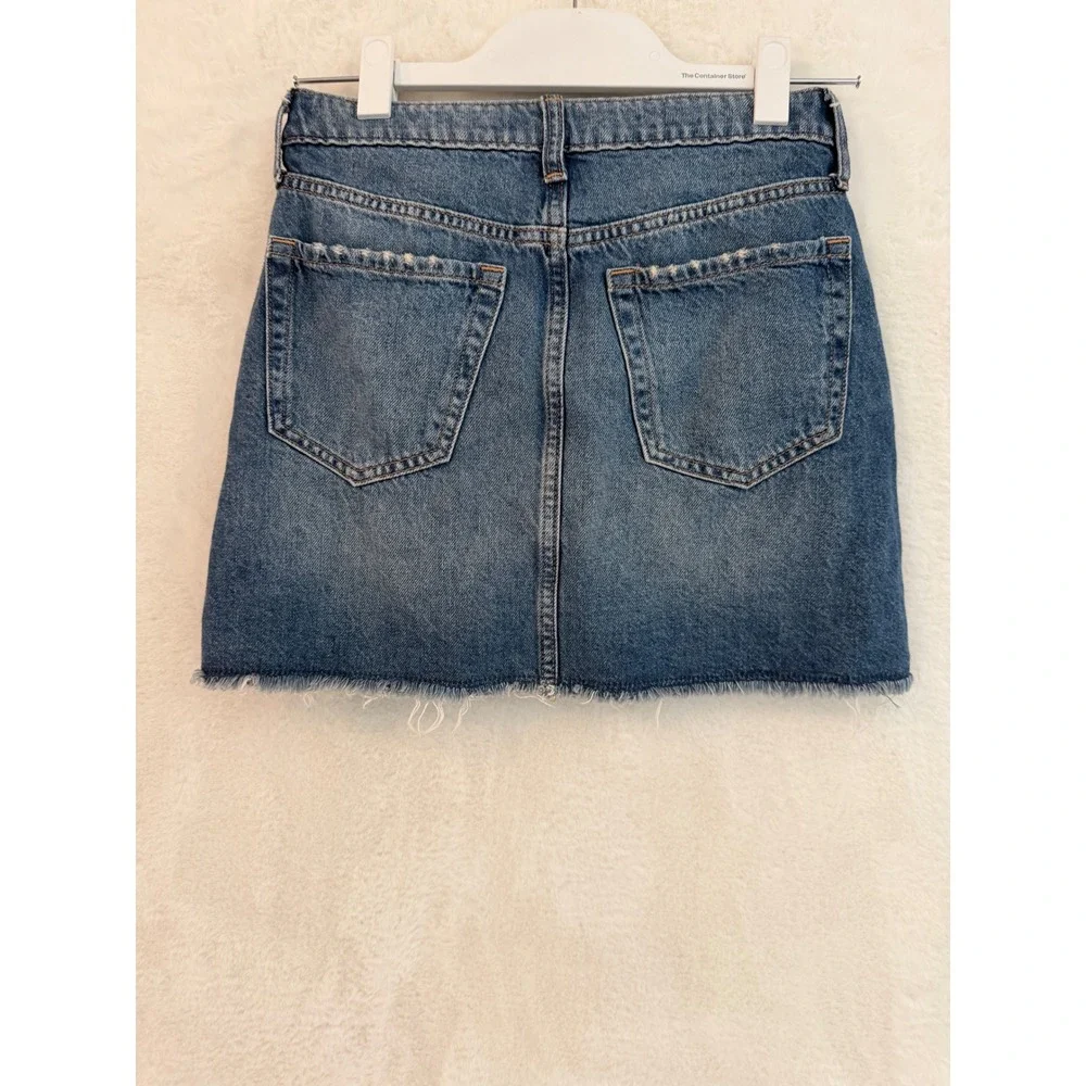 Gap Kids Girls Blue Distressed Denim Mini Skirt Size 14 Adjustable Waist‎ Frayed
